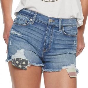 Mudd Juniors High Rise American Flag Denim Shorts